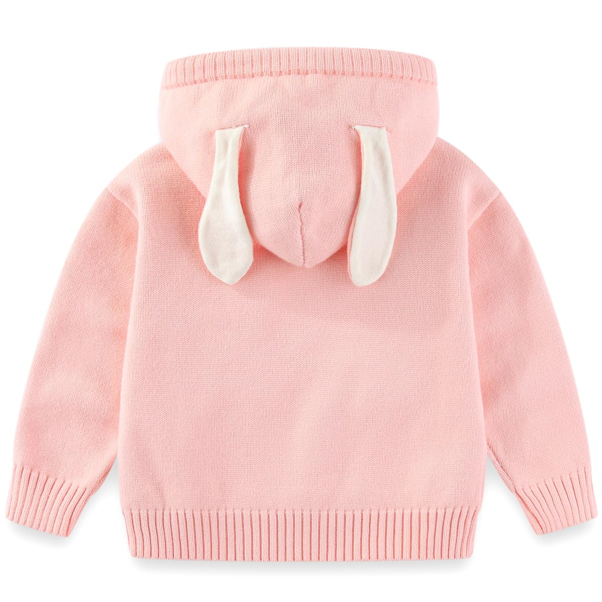 Conjunto 2 Piezas para Niña: Suéter Rosa Conejito con Capucha y Orejas 3D y Jeans con Corazones Bordados