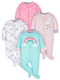 Gerber | Paquete 4 Mamelucos Sleep N' Play para Bebé Niña