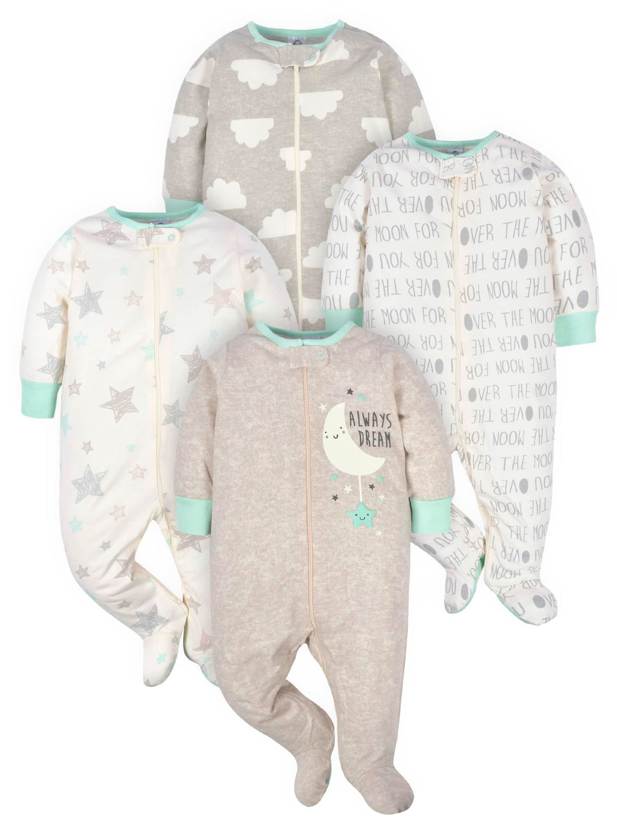 Gerber | Paquete 4 Mamelucos Sleep N' Play para Bebé Niña
