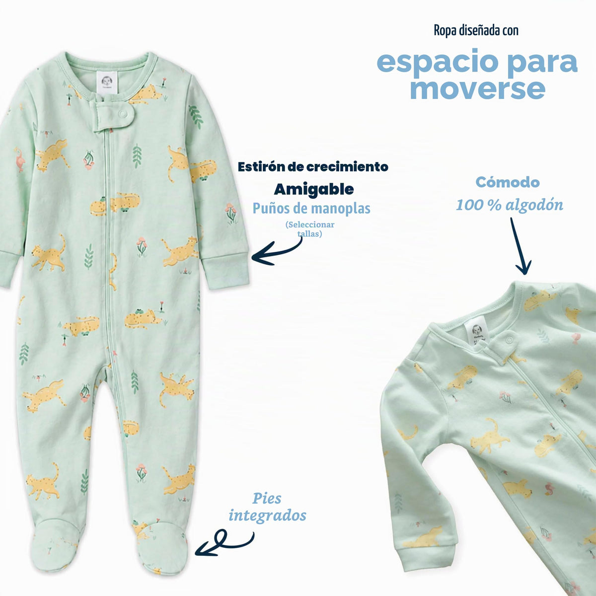 Gerber | Paquete 4 Mamelucos Sleep N' Play para Bebé Niña
