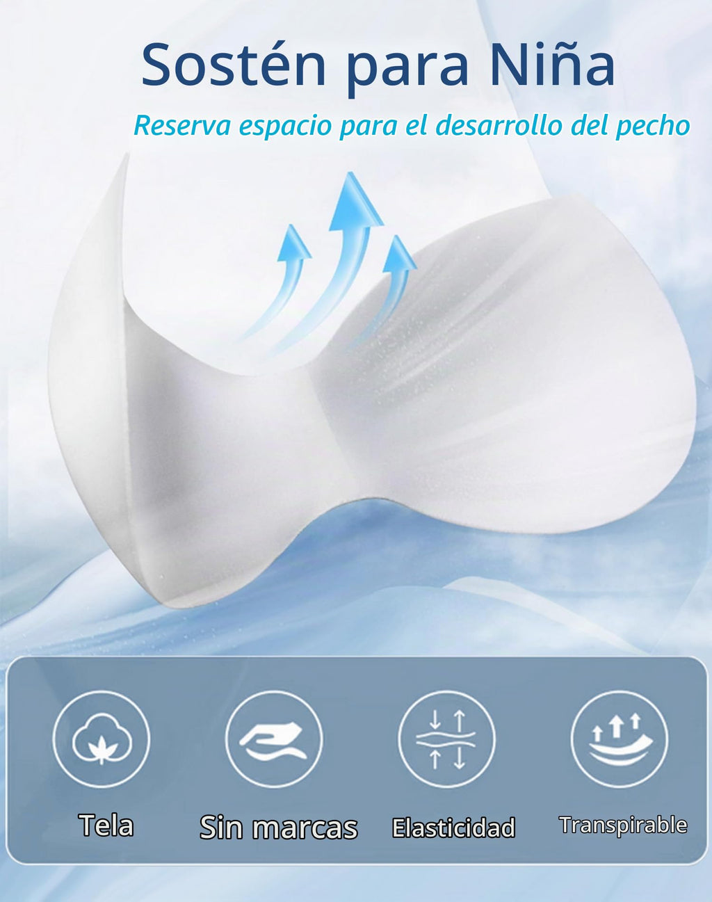Brasier Sin Costuras Nina Pack 2 | 75% Nailon 25% Elastano | Relleno Extraible | Sin Aro | Borde Festoneado | Tono Piel + Negro  (10 - 16T)
