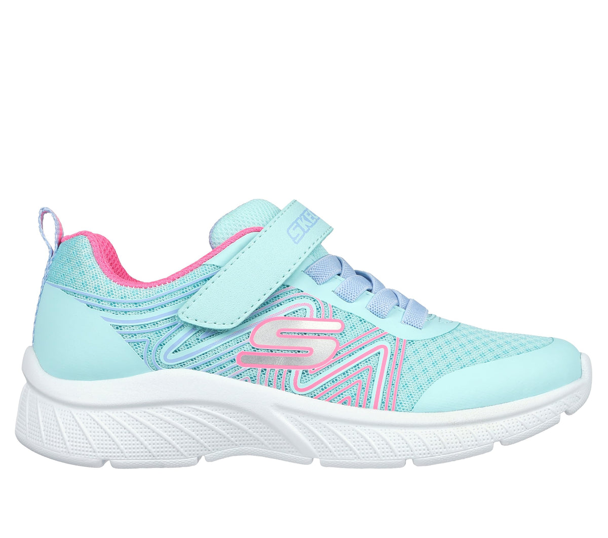 Skechers - Tenis Deportivos Girls' Microspec Advance con Cierre Adaptable y Lavables para Niña (Turquesa/Rosa) (Talla 27 - 36)