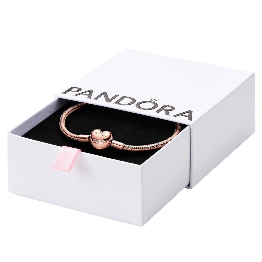 Pulsera Pandora Moments Cadena Serpiente Corazón Oro Rosa