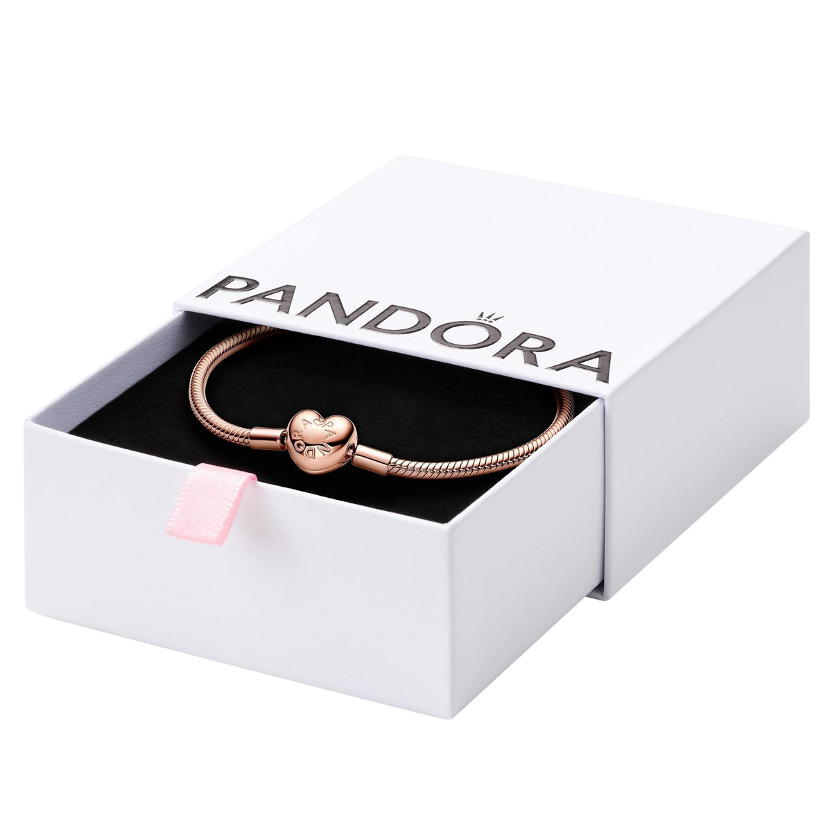 Pulsera Pandora Moments Cadena Serpiente Corazón Oro Rosa