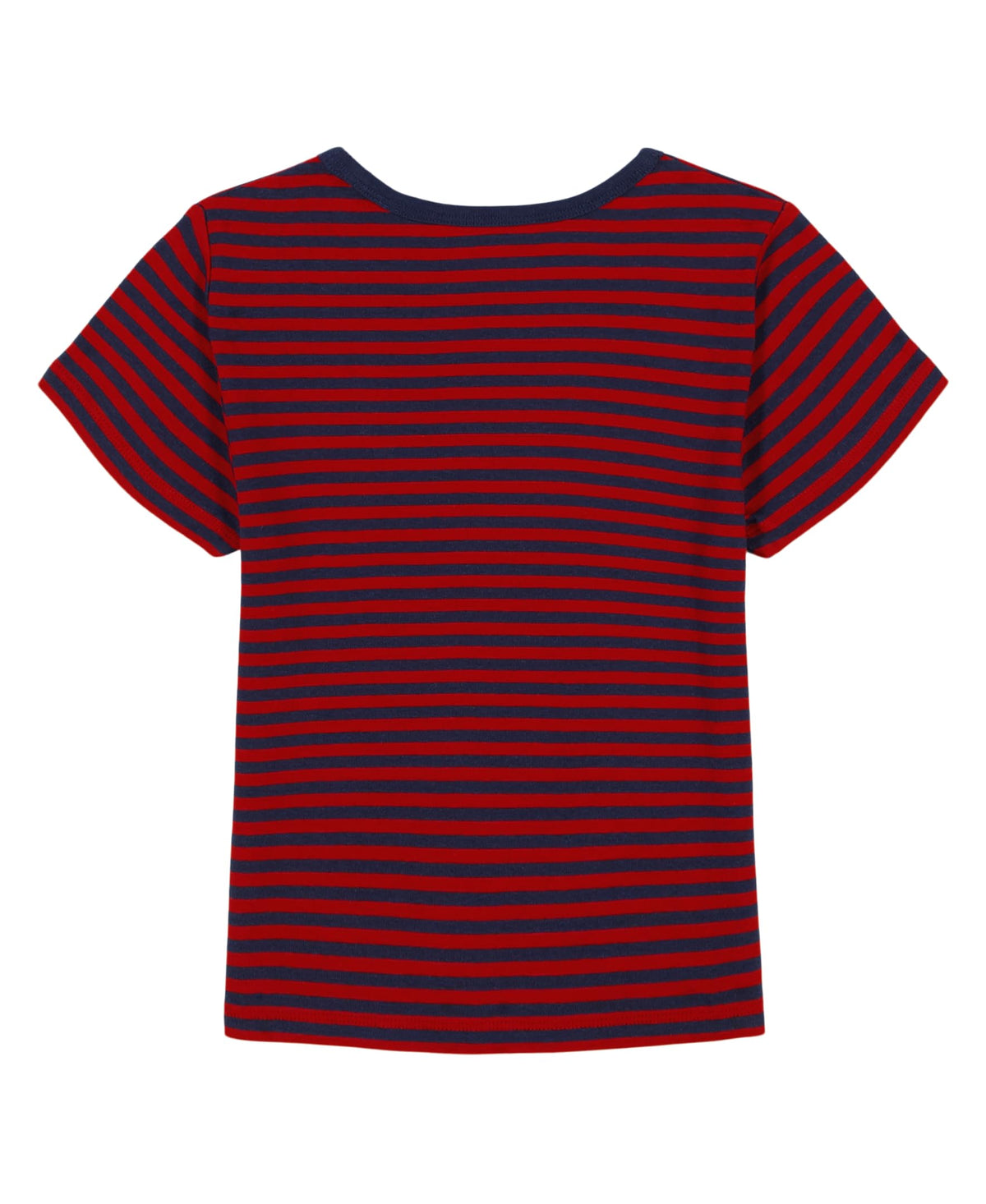 Tommy Hilfiger | Camiseta Nina Manga Corta | 100% Algodon | Cuello Redondo | Logo Lineal Tommy-Hilfiger | Corte Ajustado | Rayas Navy + Rojo (7 - 10T)