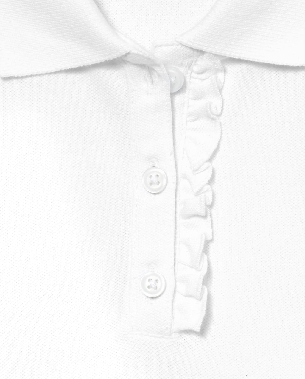 The Children's Place Polo Piqué Niña | Blanco • Manga Larga con Volantes