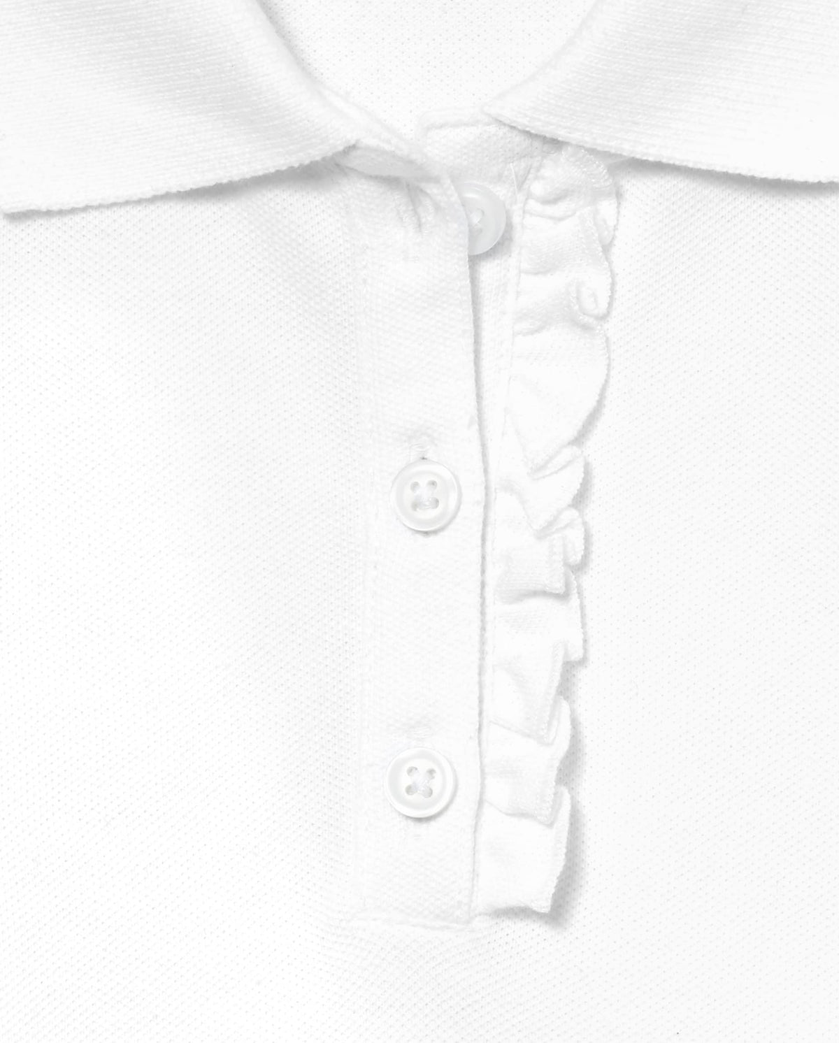 The Children's Place Polo Piqué Niña | Blanco • Manga Larga con Volantes