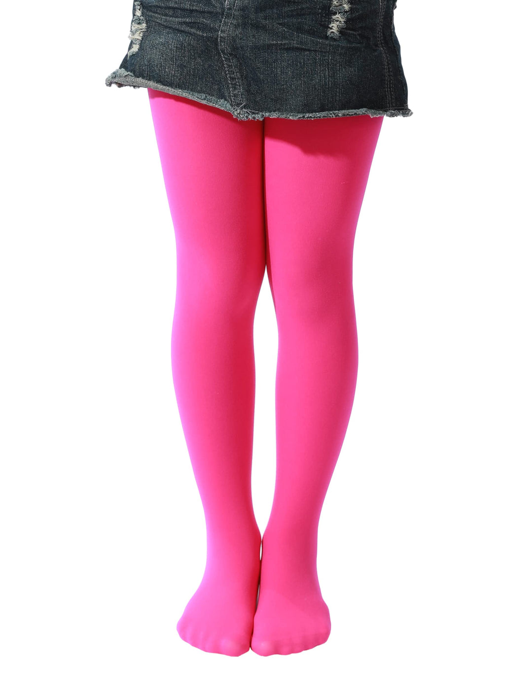 Mallas Nina 1 Par Opaco Ultra Suave Sin Costuras Nailon Elastano Rosa Fucsia Neon Baile (2 - 10T)