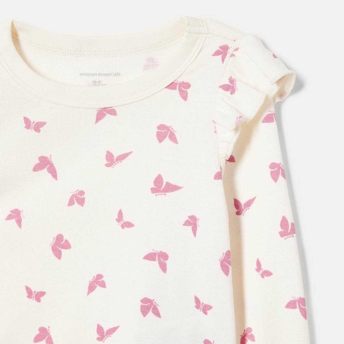 Amazon Essentials Pack x2 Camisetas Niña | Malva + Mariposas • Manga Larga con Volantes