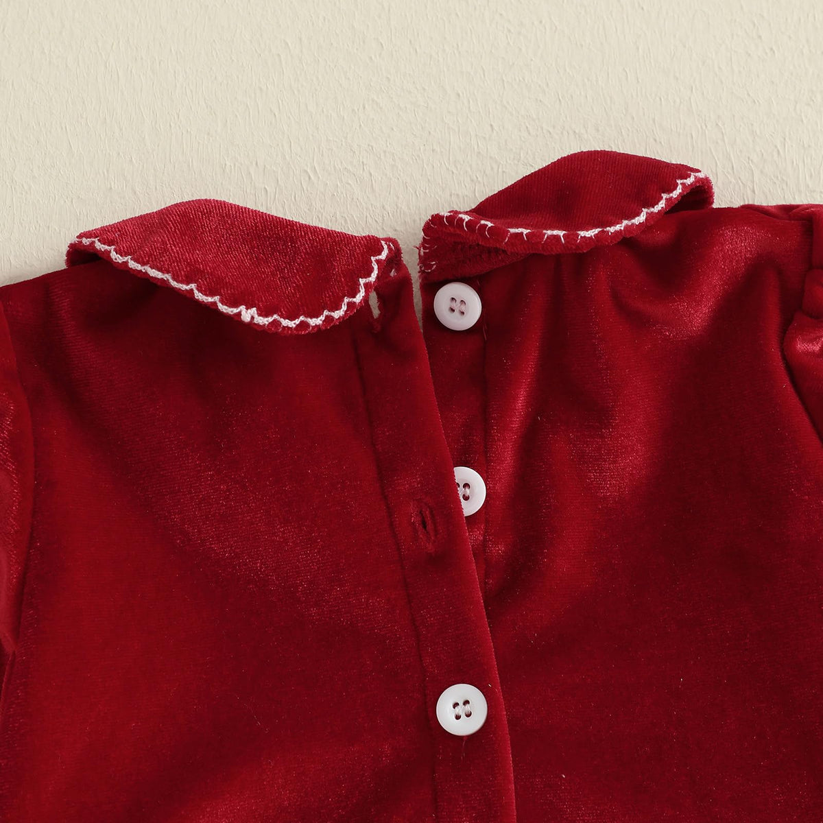 Christmas Velvet Girl | Vestido Terciopelo Rojo Niña + Cuello Peter Pan + Bordado Arbolitos Smocking