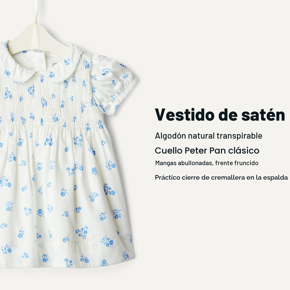 Amazon Essentials x Sofia Grainge | Vestido Satén Algodón Niña - Floral Azul