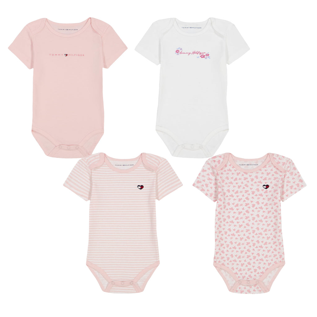 Pack 4 Bodies Manga Corta Tommy Hilfiger | Rosa Palo | Niña/Bebé (0M - 18M)