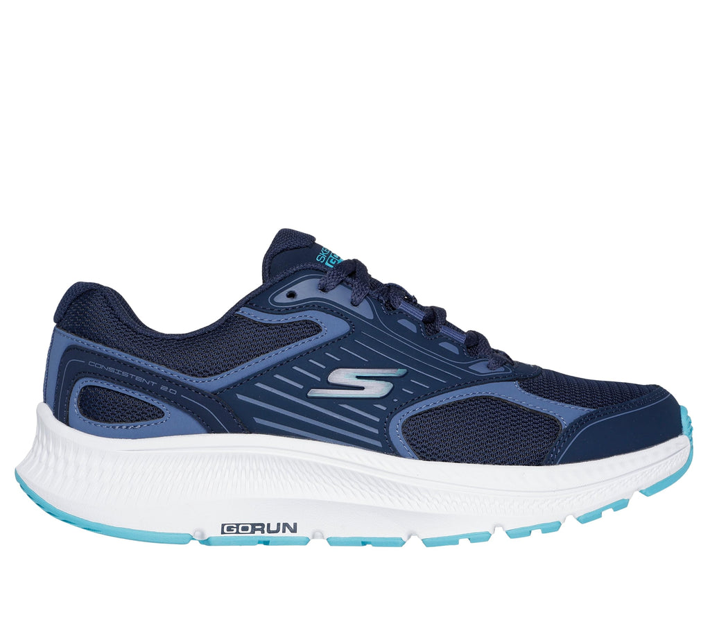 Skechers -Tenis Deportivos para Correr Skechers Go Run Consistent 2.0 con Amortiguación Ultraligera para Mujer (Azul Marino/Turquesa) (Talla Adulta 35 - 41)