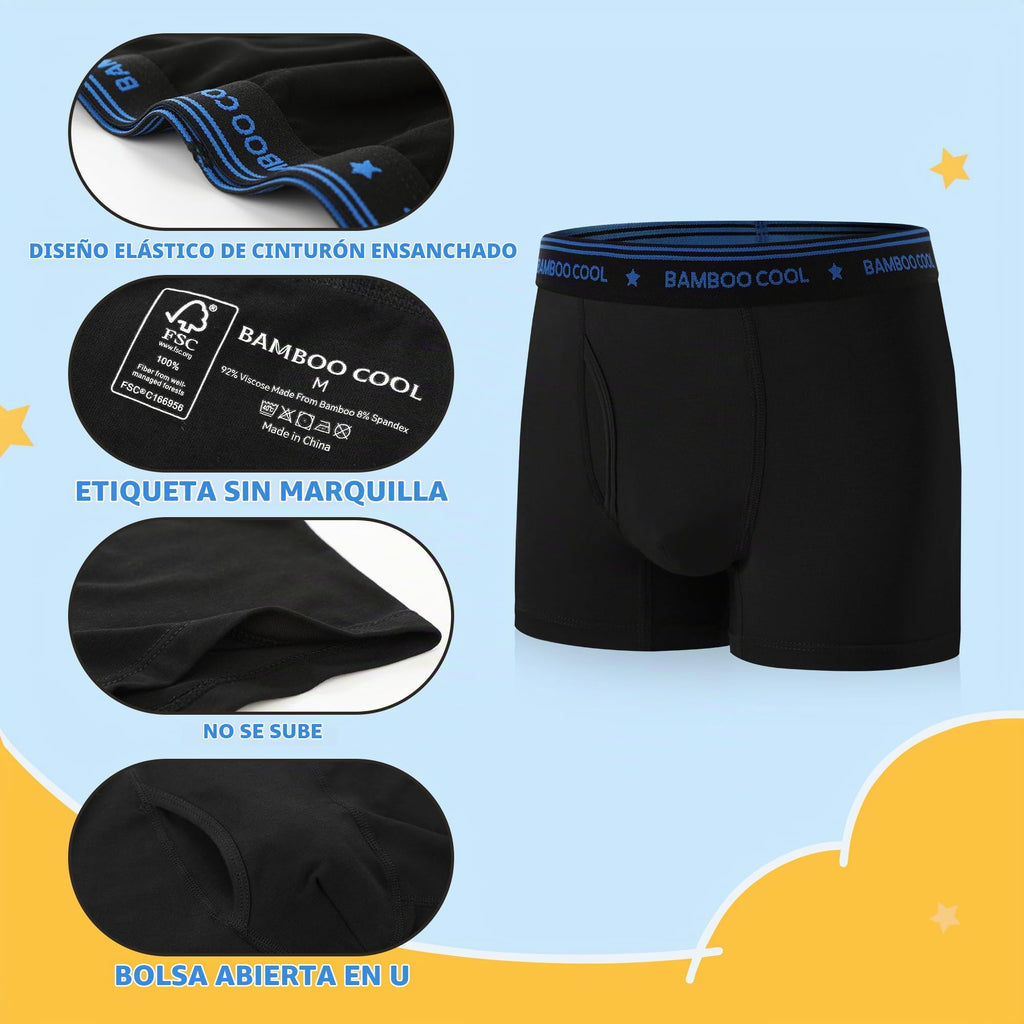 Bamboo Cool | Bóxers Niño Pack 6 Viscosa Bambú Transpirables (6T - 18T)