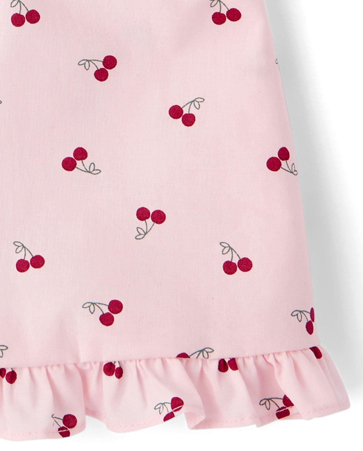 The Children's Place | Top Nina Manga Abullonada | 100% Popelina Algodon | Cuello Escotado con Volante | Pliegues en Corpino | Tapeta Botones Decorativa | Cerezas Rosa Palo (4 - 16T)