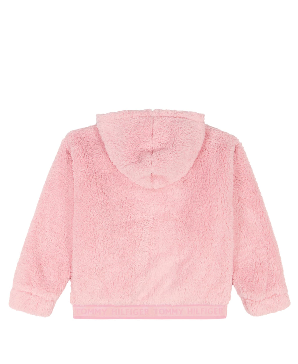 Chaqueta Sherpa Teddy Full-Zip Tommy Hilfiger | Faux Fur Fluffy Rosa Palo + Logo Corazón TH | Niña (7T -16T)