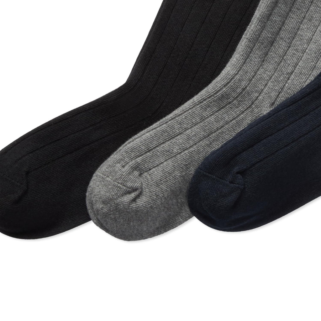 Polo Ralph Lauren | Calcetines Niño Pack 3 Algodón Canalé Negro Gris Marino Pony Rojo
