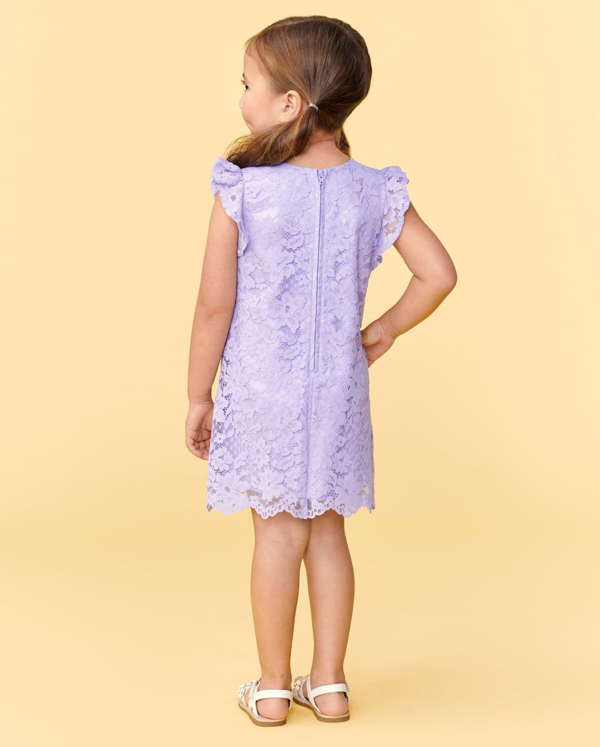 The Children's Place | Vestido Elegante Encaje Lila Manga Aleteo Ocasión Especial Niña