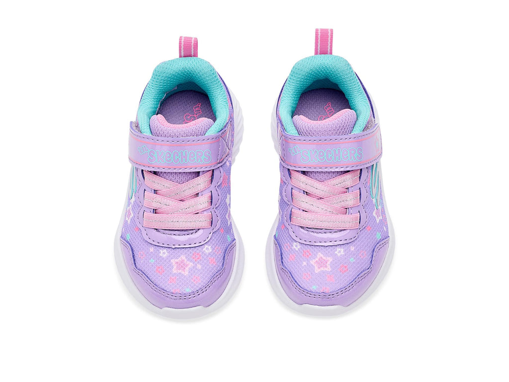 Skechers - Tenis Deportivos Bounder con Cierre Adaptable y Estampado de Estrellas para Niña (Lavanda/Morado) (Talla 21 - 26)