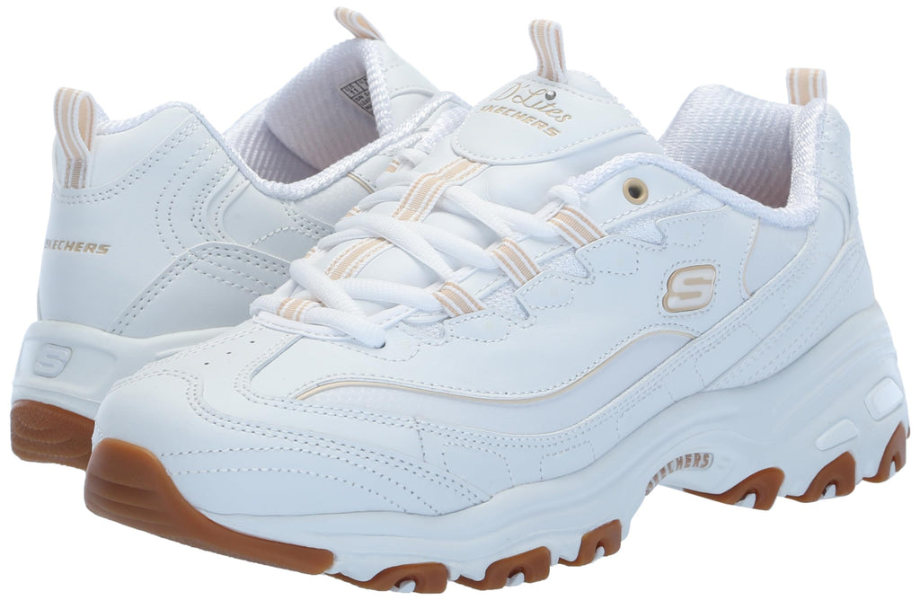 Skechers - Tenis Deportivos de Moda D'Lites Good Neutral con Plantilla de Espuma Viscoelástica para Mujer (Blanco) (Talla Adulta 36 - 41)