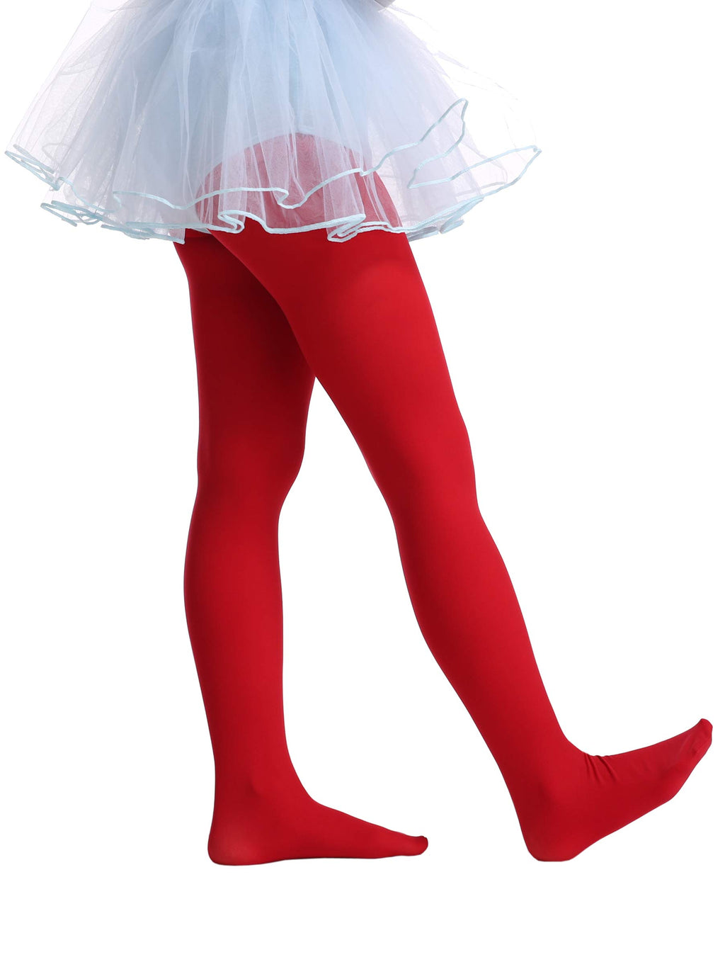 Mallas Ballet Nina 1 Par Opaco Ultra Suave Sin Costuras Nailon Elastano Rojo Baile Navidad (2 - 13T)