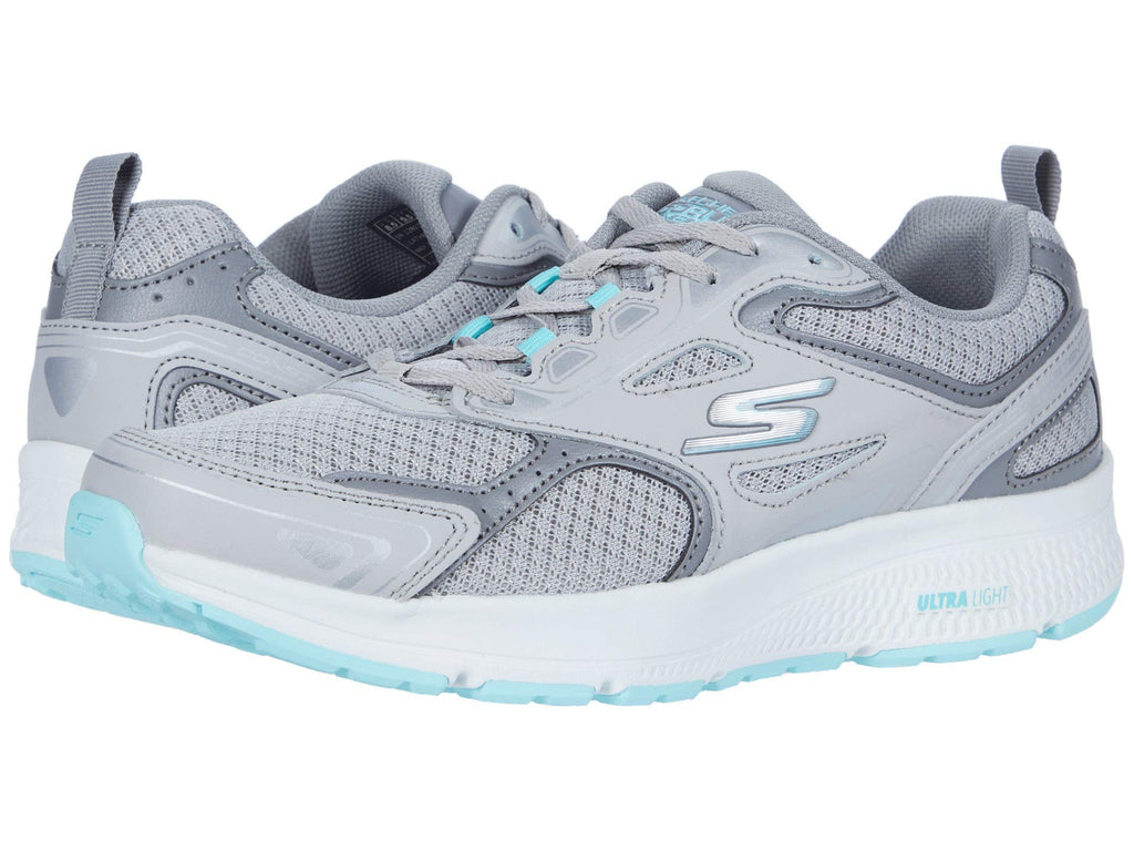 Skechers -Tenis Deportivos Go Run Consistent con Amortiguación Ultraligera para Mujer (Gris/Turquesa) (Talla Adulta 35 - 41)