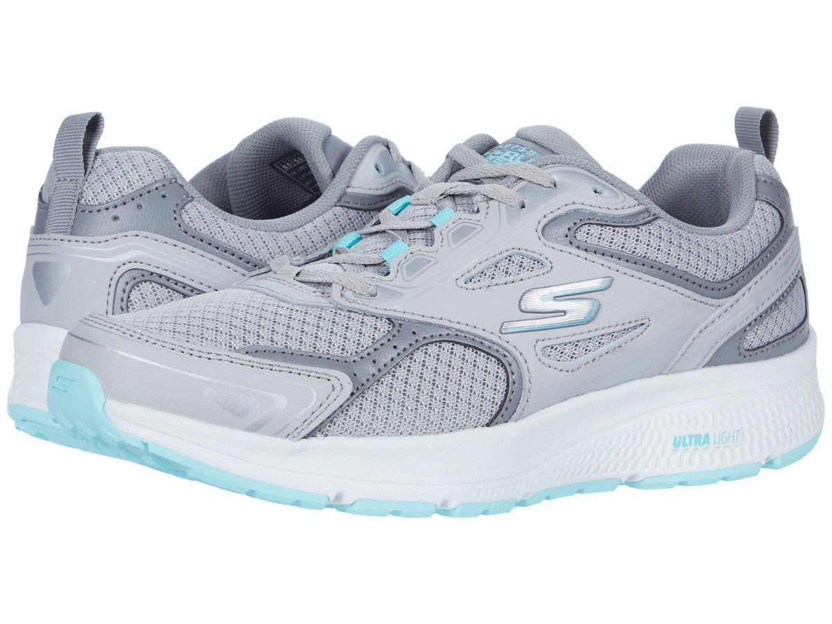 Skechers -Tenis Deportivos Go Run Consistent con Amortiguación Ultraligera para Mujer (Gris/Turquesa) (Talla Adulta 35 - 41)