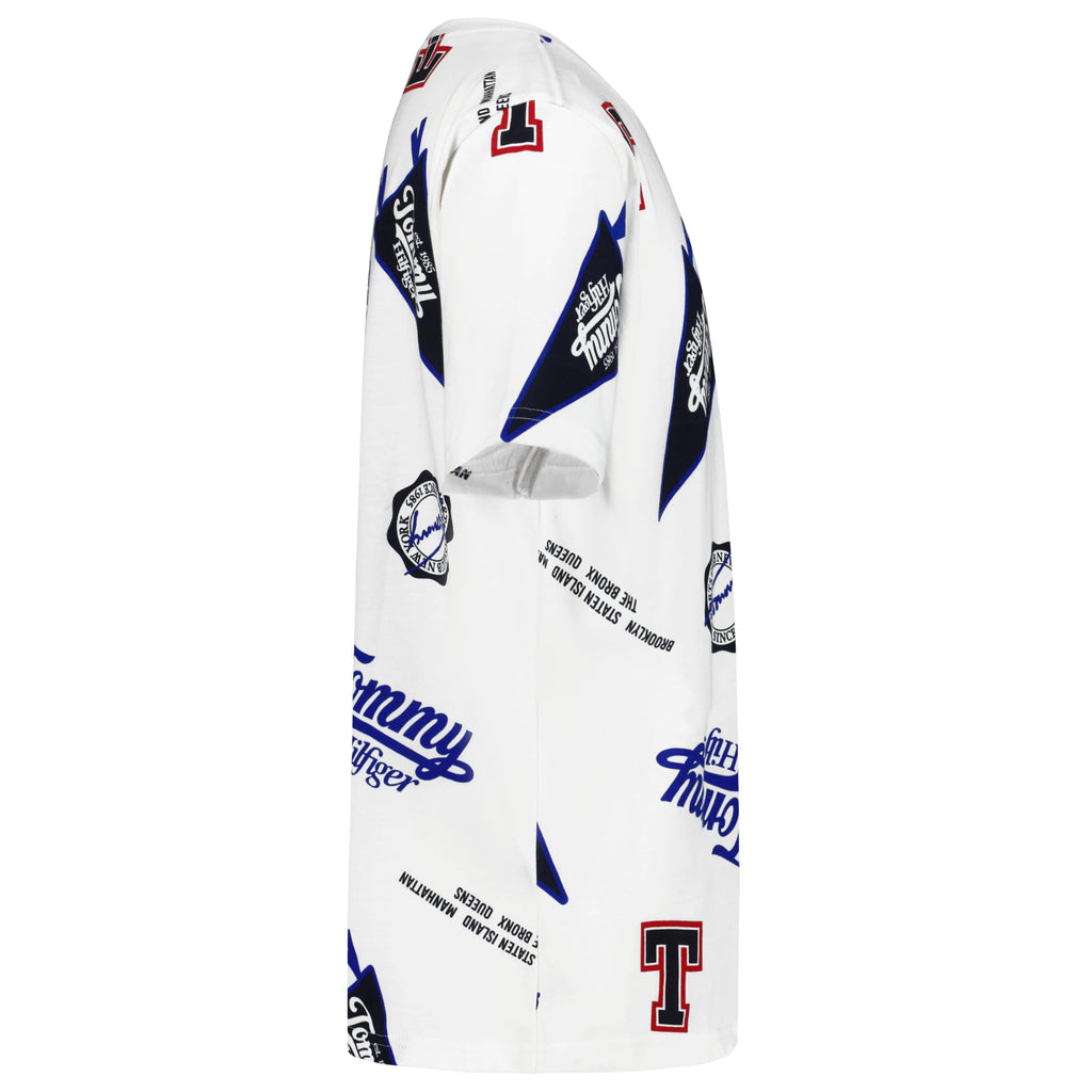 Tommy Hilfiger | Camiseta Niño Manga Corta Estampado Collage NYC Pennant All-Over Vintage 100% Algodón Blanco (8-16T)