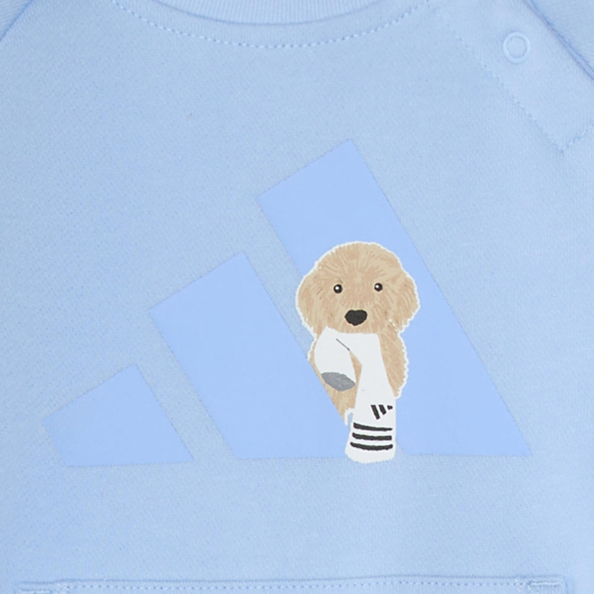 Mono Manga Larga Adidas | 3 Rayas + Cachorro Logo | Azul Cielo (Glow Blue) | Bebé/Niño (3M - 24M)