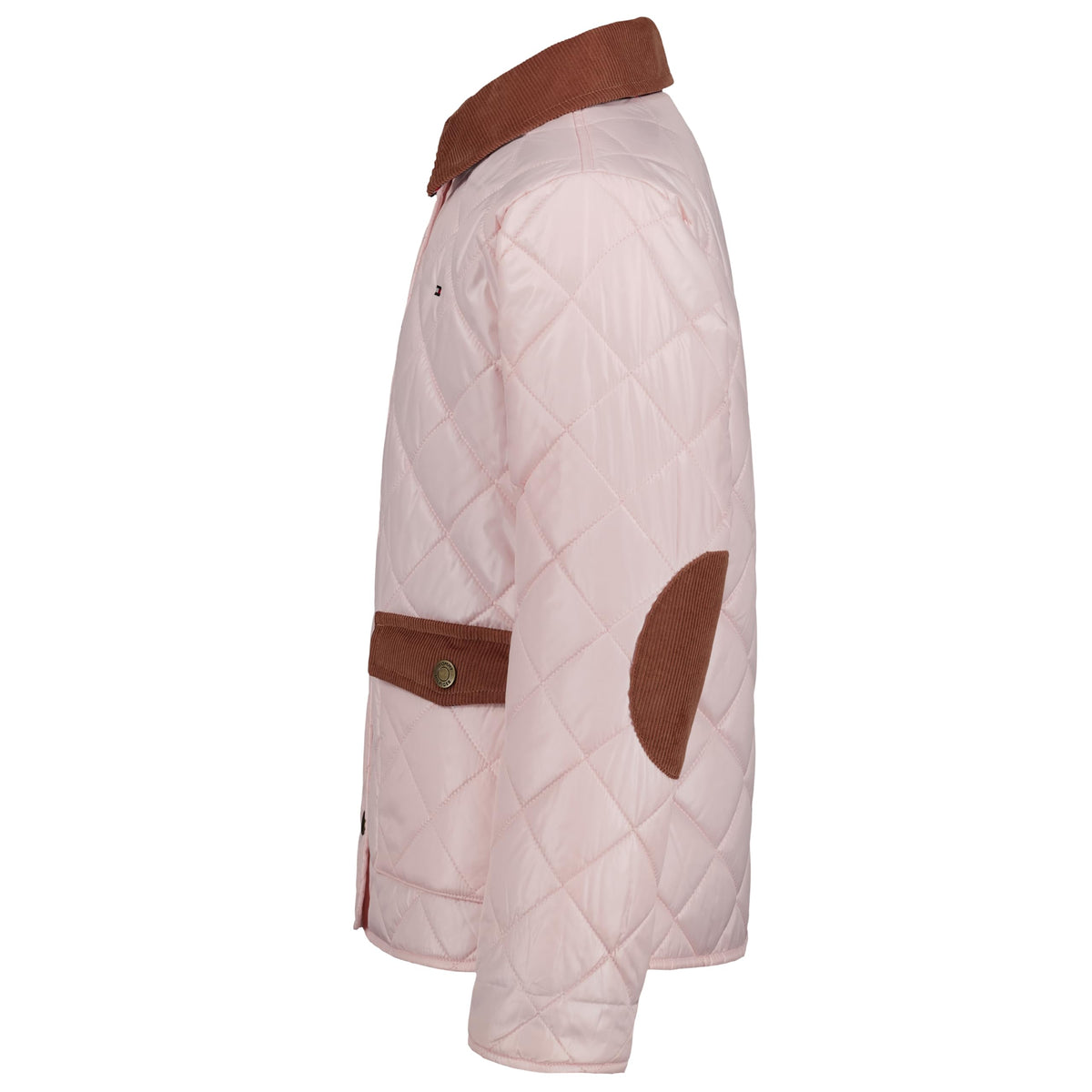 Chaqueta Barn Acolchada Diamantes Tommy Hilfiger | Rosa Palo + Pana Camel + Forro Franela Escocesa | Niña (7T - 14T)