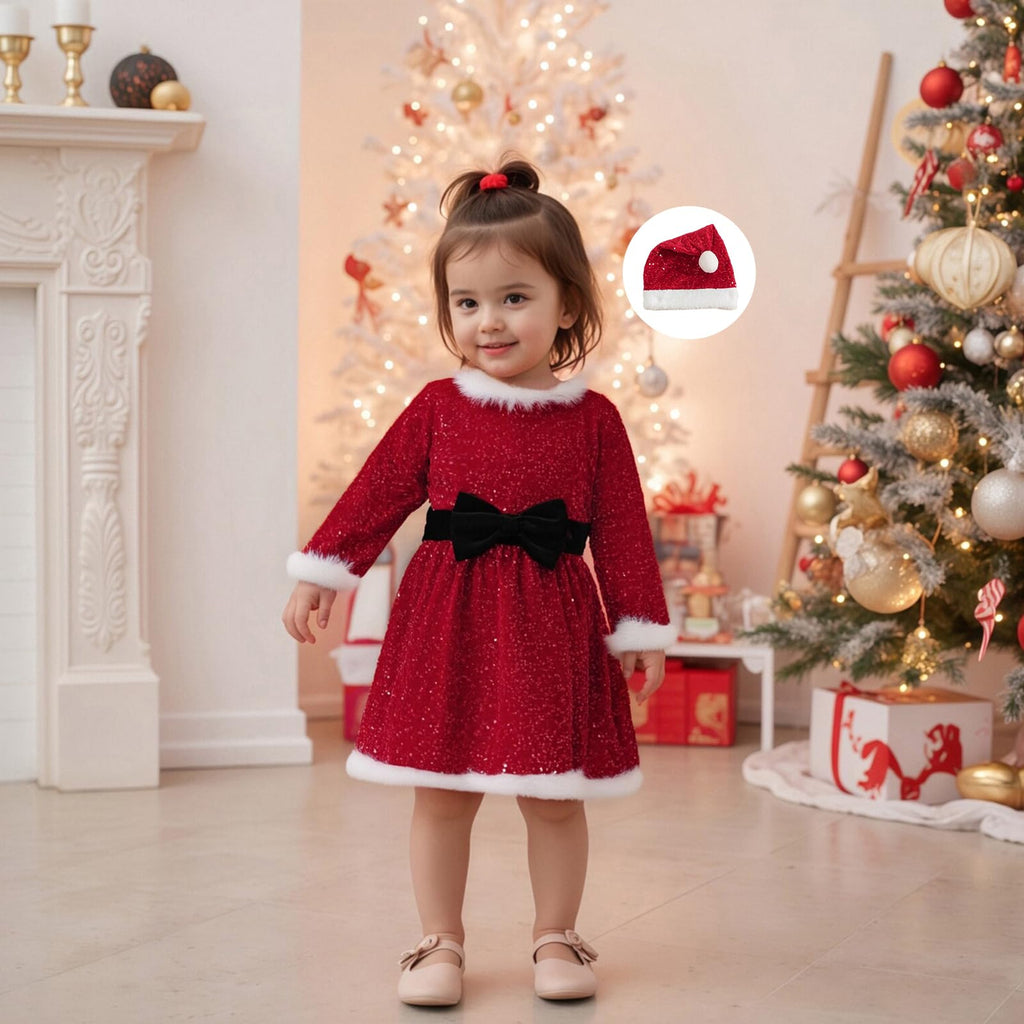 Bonangber | Vestido Navideño de Lentejuelas con Sombrero Niña