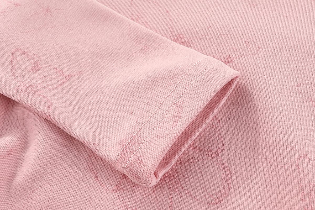 Conjunto 2 Piezas para Niña: Camiseta Rosa Mariposas Jacquard Relieve y Jeans Campana con Mariposas Bordadas