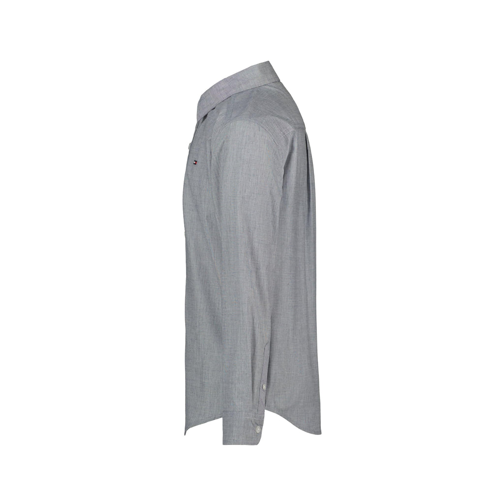 Tommy Hilfiger | Camisa Casual Manga Larga Sólida Gris Niño  (8T - 16T)