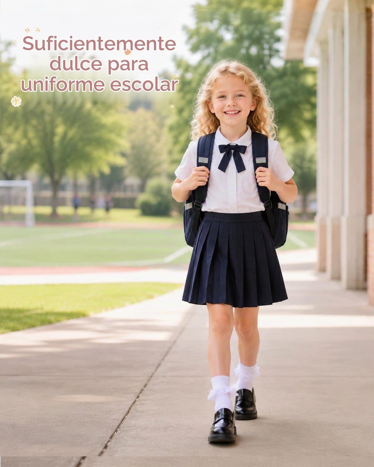 Funjoon | Calcetines Nina Pack 3 Pares Volantes Encaje Bordado Blanco Doble Uso Crew o Largo Costura Plana Uniforme Escolar Boda (2-10 T)