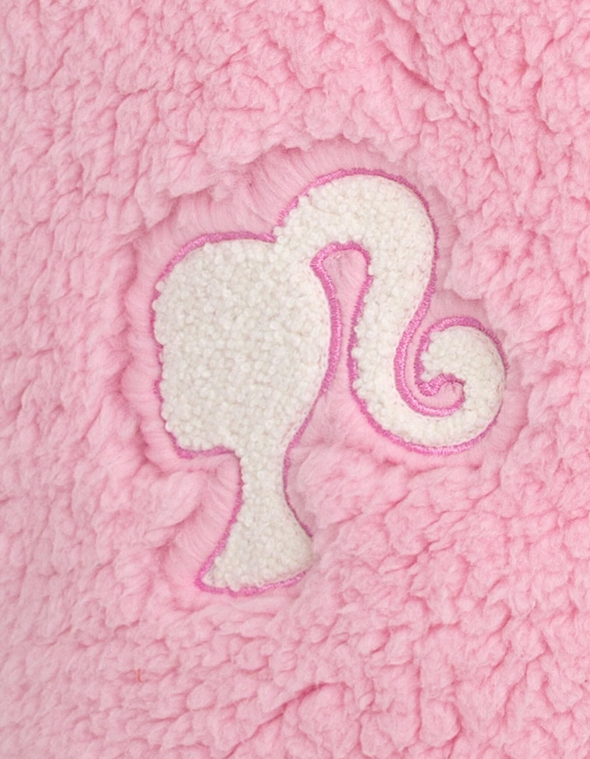 Chaleco Sherpa Barbie Oficial | Piel Oveja Sintética + Parches Felpilla “B” + Cuello Alto | Niña Rosa (5-16 Años)