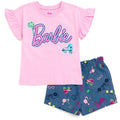 Conjunto Barbie para Niña – Camiseta Peplum y Shorts de Sarga