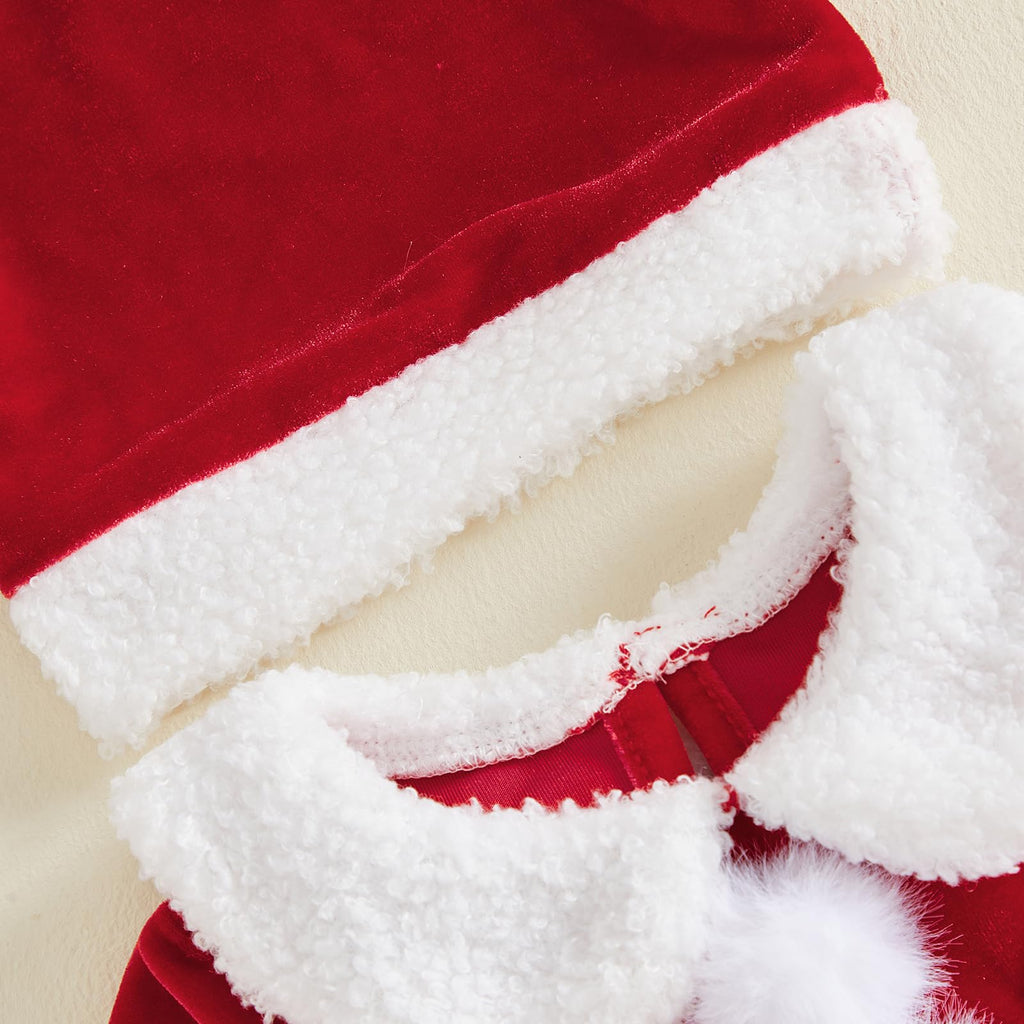 Giraropa | Vestido Mameluco Navideño de Terciopelo Bebé Niña - Rojo