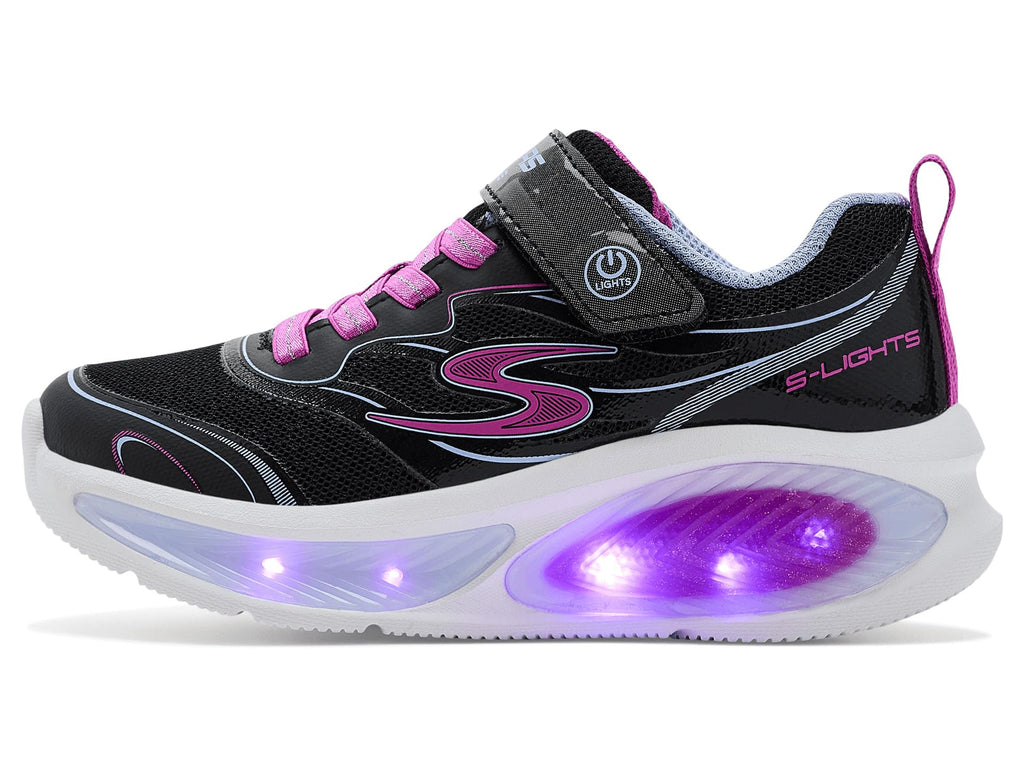 Skechers - Tenis Deportivos con Luces LED Kids' Cosmic Glow 2.0 con Cierre Adaptable para Niña (Negro/Fucsia) (Talla 27 - 35)