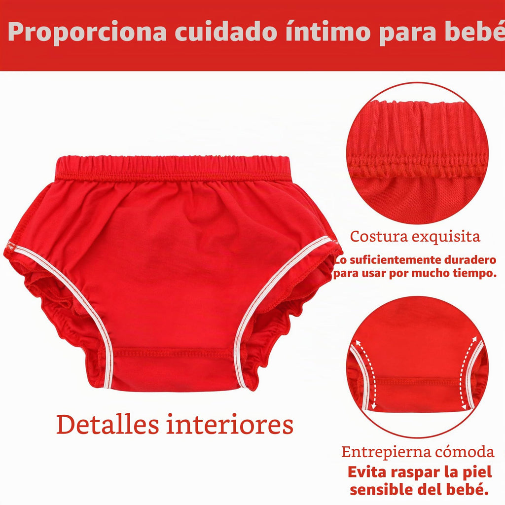 Olreco | Bloomer Bebé Niña Volantes Escalonados 100% Algodón Cintura Elástica Rojo Navidad Halloween Fiesta 0-24 Meses