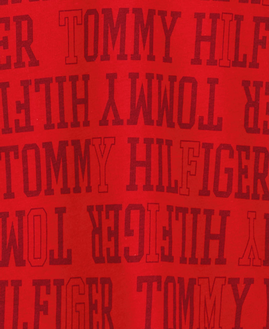 Tommy Hilfiger | Camiseta Niño Manga Corta Texto Tonal All-Over Monocromático Logo Manga 100% Algodón Rojo (8-16T)