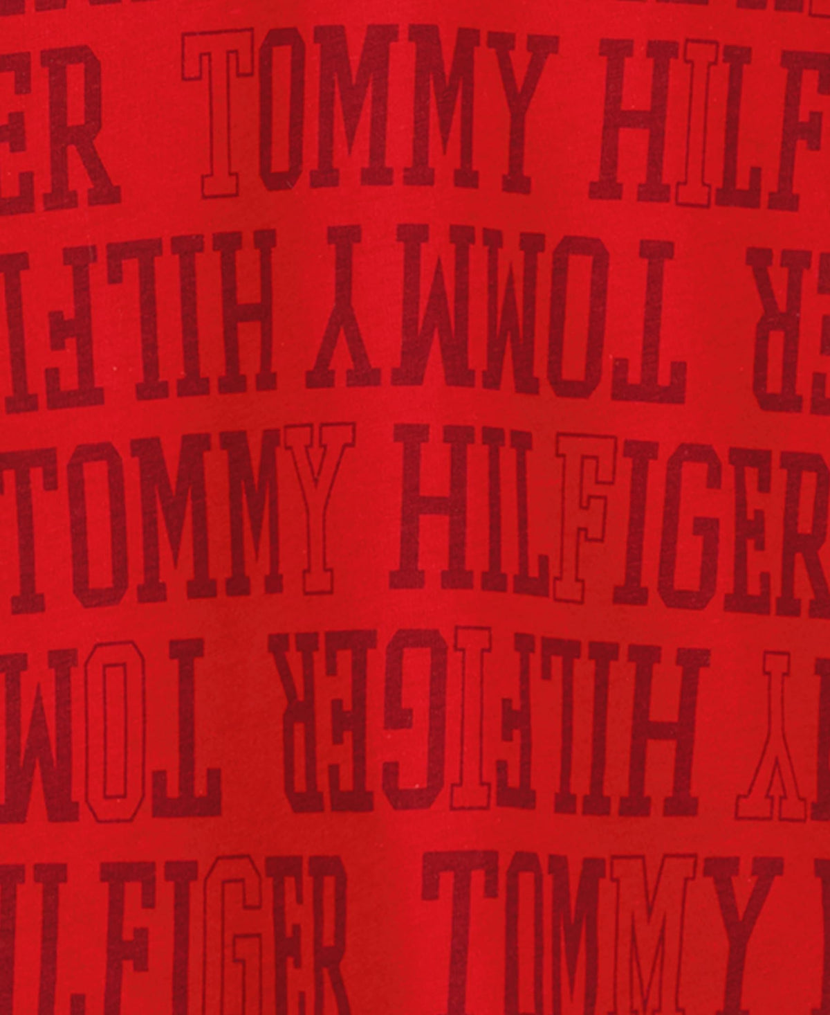Tommy Hilfiger | Camiseta Niño Manga Corta Texto Tonal All-Over Monocromático Logo Manga 100% Algodón Rojo (8-16T)