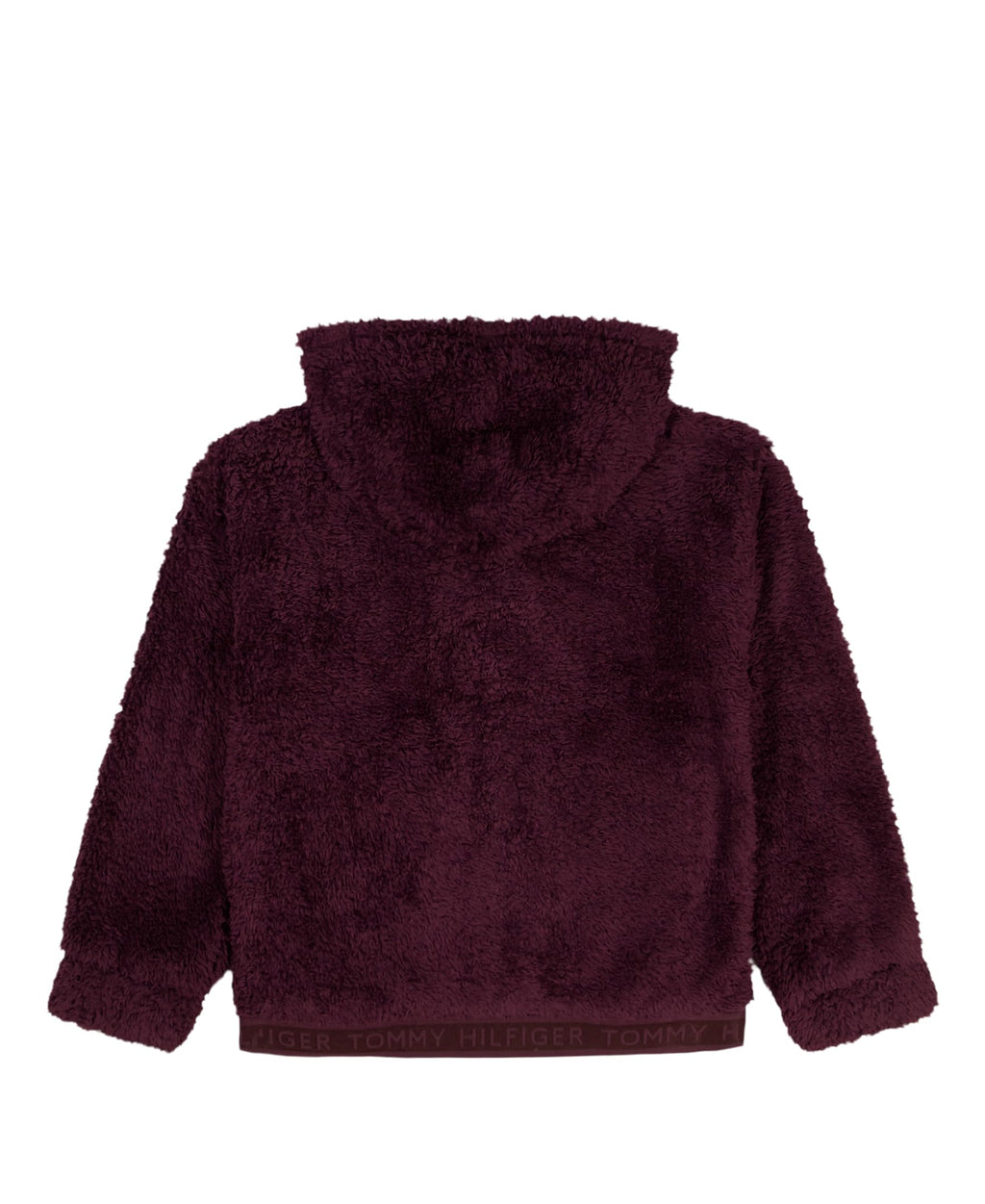 Chaqueta Sherpa Faux Fur Full-Zip Tommy Hilfiger | Fluffy Burgundy Vino + Dobladillo Jacquard TOMMY | Niña (8T - 14T)