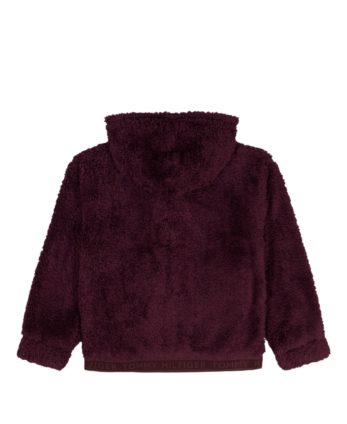 Chaqueta Sherpa Faux Fur Full-Zip Tommy Hilfiger | Fluffy Burgundy Vino + Dobladillo Jacquard TOMMY | Niña (8T - 14T)