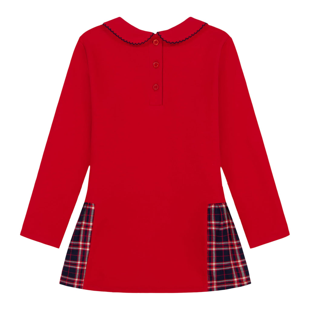 Tommy Hilfiger Vestido Polo Piqué Niña | Tommy Red Plaid • Cuello Peter Pan