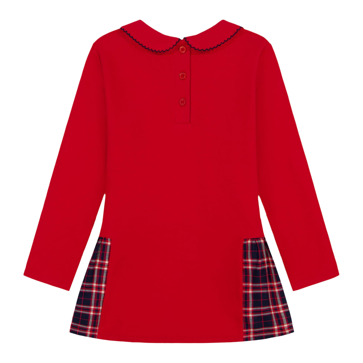 Tommy Hilfiger Vestido Polo Piqué Niña | Tommy Red Plaid • Cuello Peter Pan