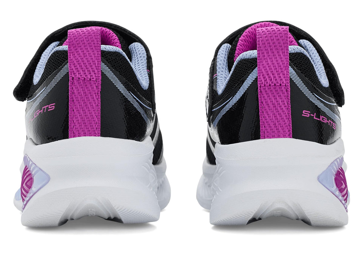 Skechers - Tenis Deportivos con Luces LED Kids' Cosmic Glow 2.0 con Cierre Adaptable para Niña (Negro/Fucsia) (Talla 27 - 35)