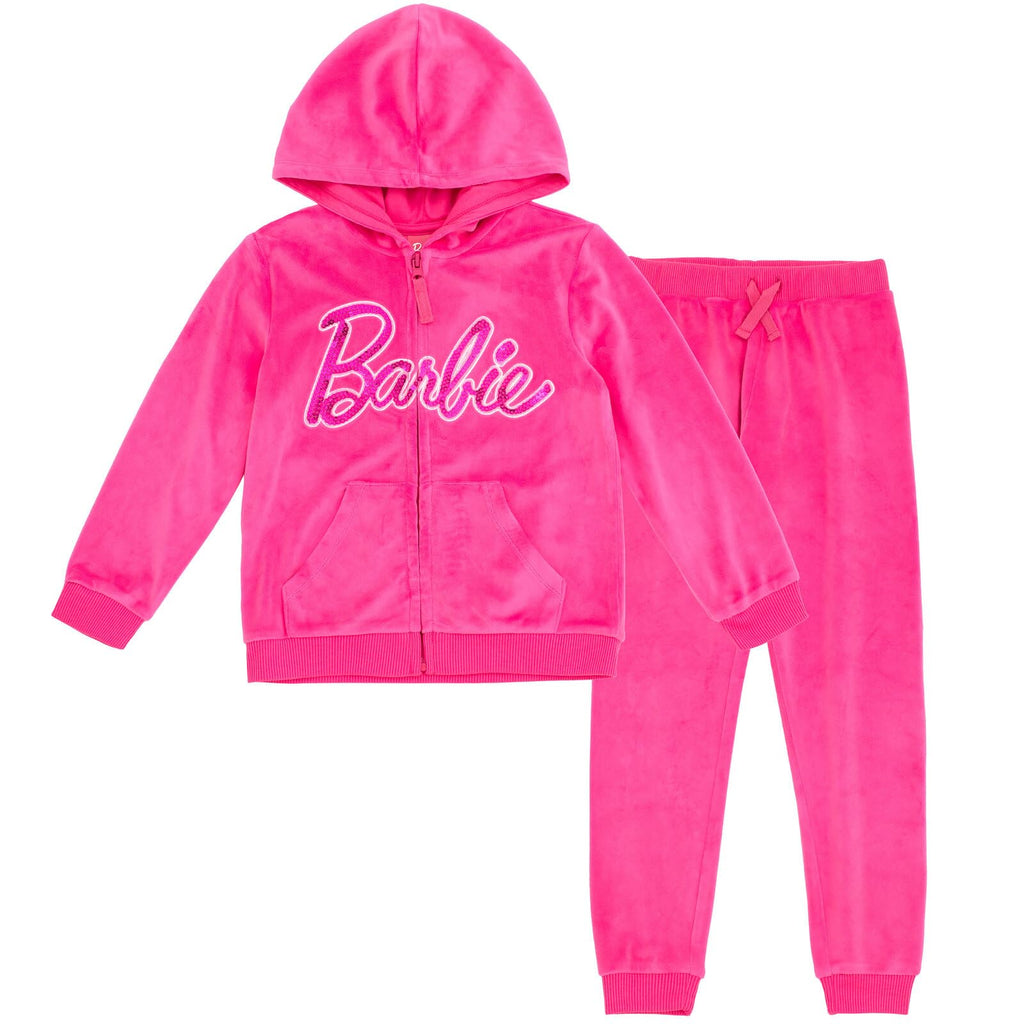 Conjunto de Sudadera y Pantalón Barbie de Terciopelo para Niña