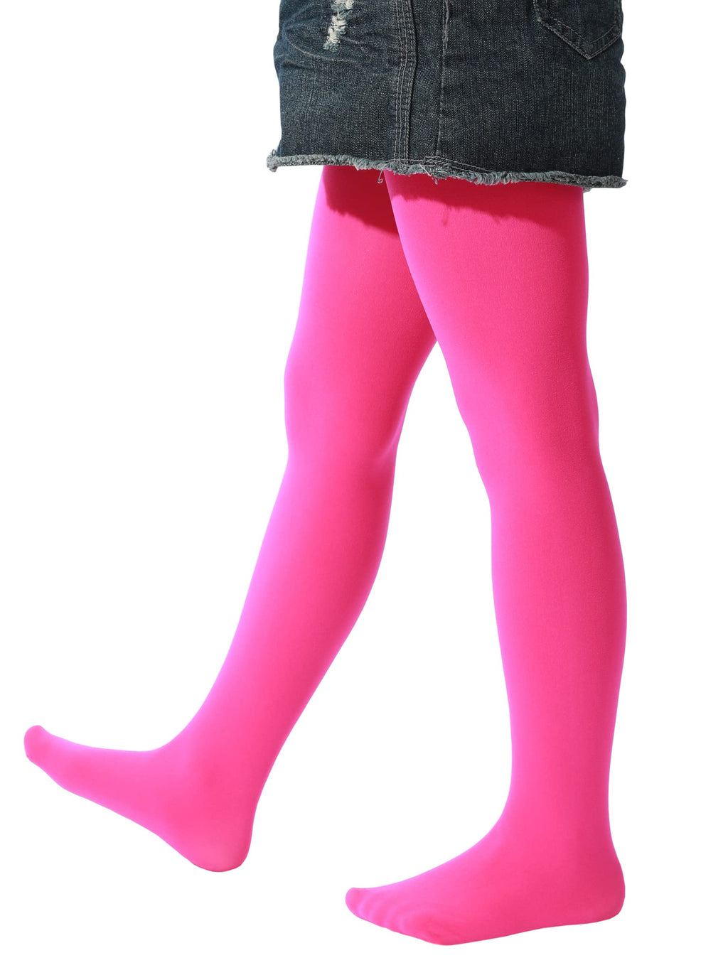 Mallas Nina 1 Par Opaco Ultra Suave Sin Costuras Nailon Elastano Rosa Fucsia Neon Baile (2 - 10T)