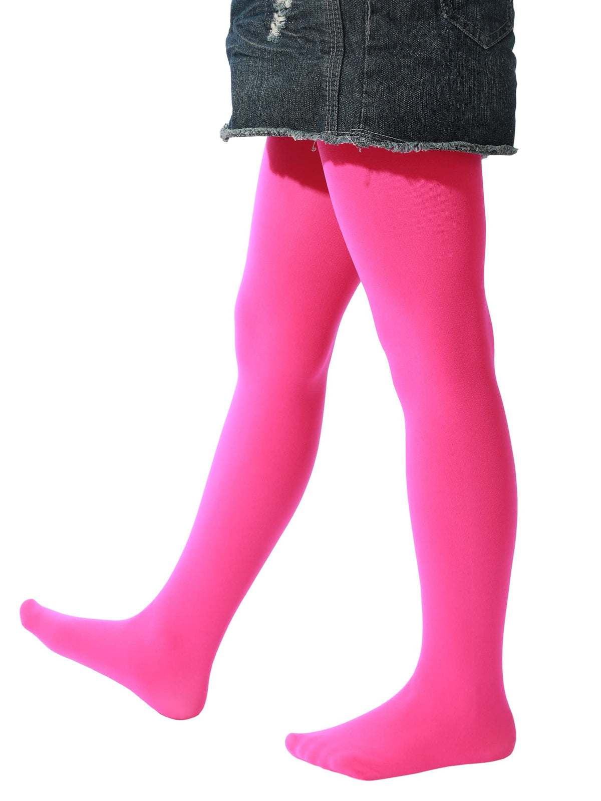 Mallas Nina 1 Par Opaco Ultra Suave Sin Costuras Nailon Elastano Rosa Fucsia Neon Baile (2 - 10T)