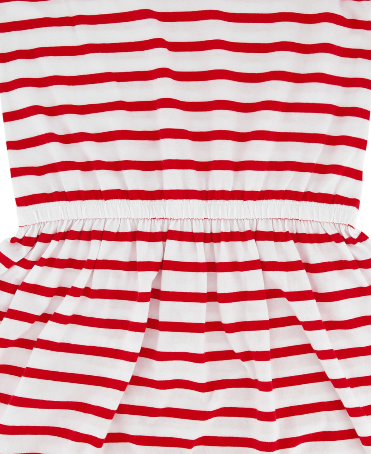 Tommy Hilfiger Vestido Jersey Rayas Niña | Rojo/Blanco • Cuello Barco • Manga Casquillo • Bandera TH • Cintura Elástica